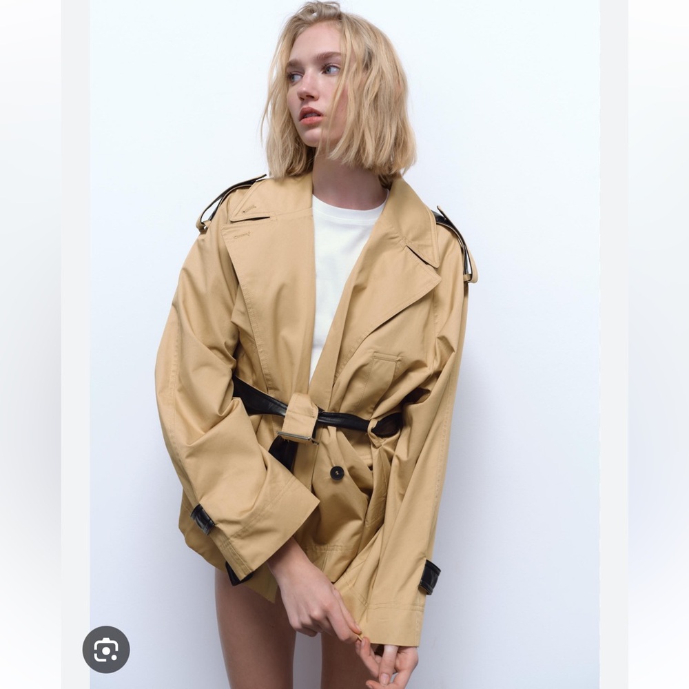CROPPED CONTRASTING TRENCH COATLIGHT CAMEL 0/4391/714/743/98